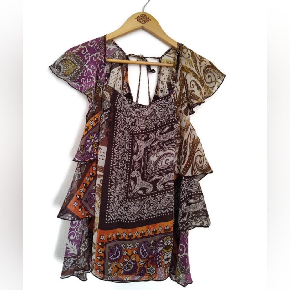 Studio Y Hippie Boho Ruffle Festival Top Size Large